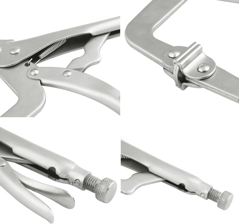 GENHAKON 2 Pack 18 Inch C Clamp Locking Pliers,Locking C Clamp, Adjustable Nickel Plated C Pliers For Wood Working, Welding, Electrician Maintenance and more, by - Image 3